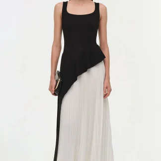 Black & White Zayla Pleated Midi Dress